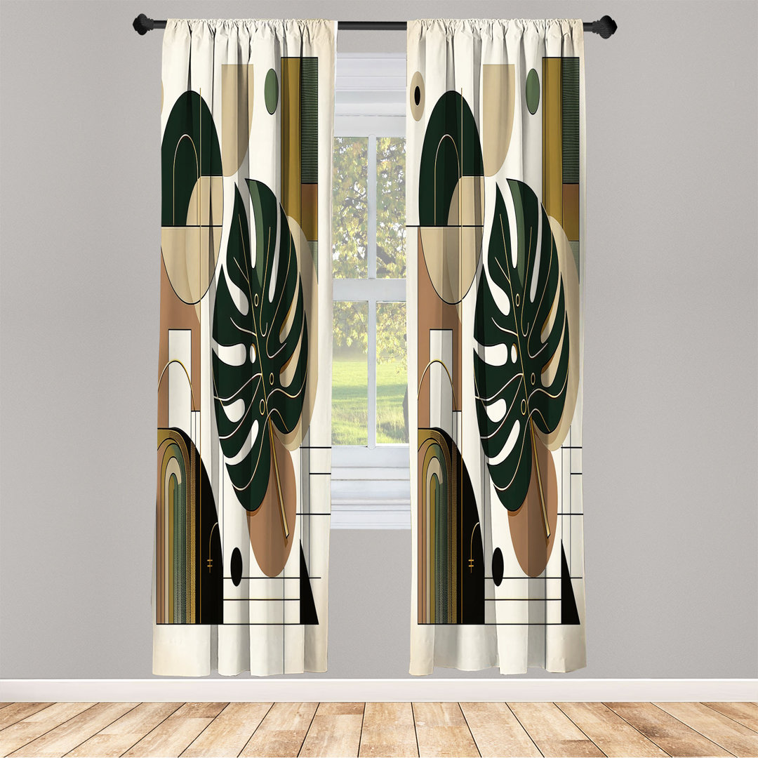 Ambesonne Modern Curtains 2 Panel Set Pair of-Beige Dark Green Caramel Ambesonne Size per 
