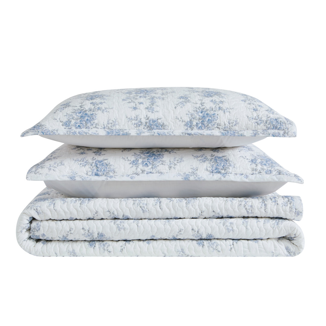 White/Blue Standard Cotton Quilt Set The Farmhouse by Rachel Ashwell 