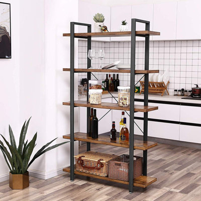 Khanka 177.5cm H x 105cm W Steel Etagere Bookcase