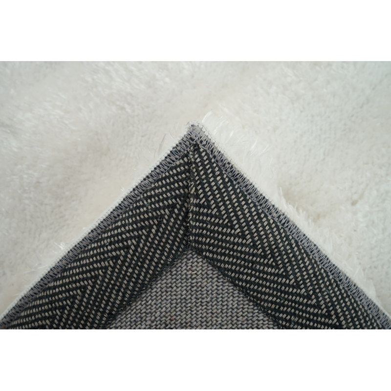 Tapis blanc tissé à la main à motif moderne Sunny Collection, Rectangulaire 8 pi x 10 pi