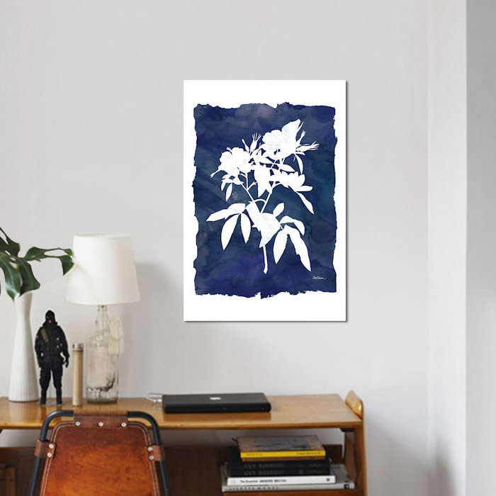 «Indigo Botanical I», impression sur toile, H 26 po x l 18 po x P 1,5 po, Toile tendue, Pas de tapis