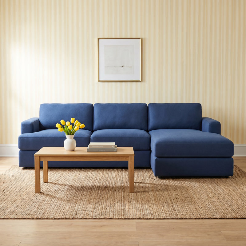 Cayden 2-Piece Upholstered Sectional, Left Hand Facing, Drusky Navy Sustain® Basketweave