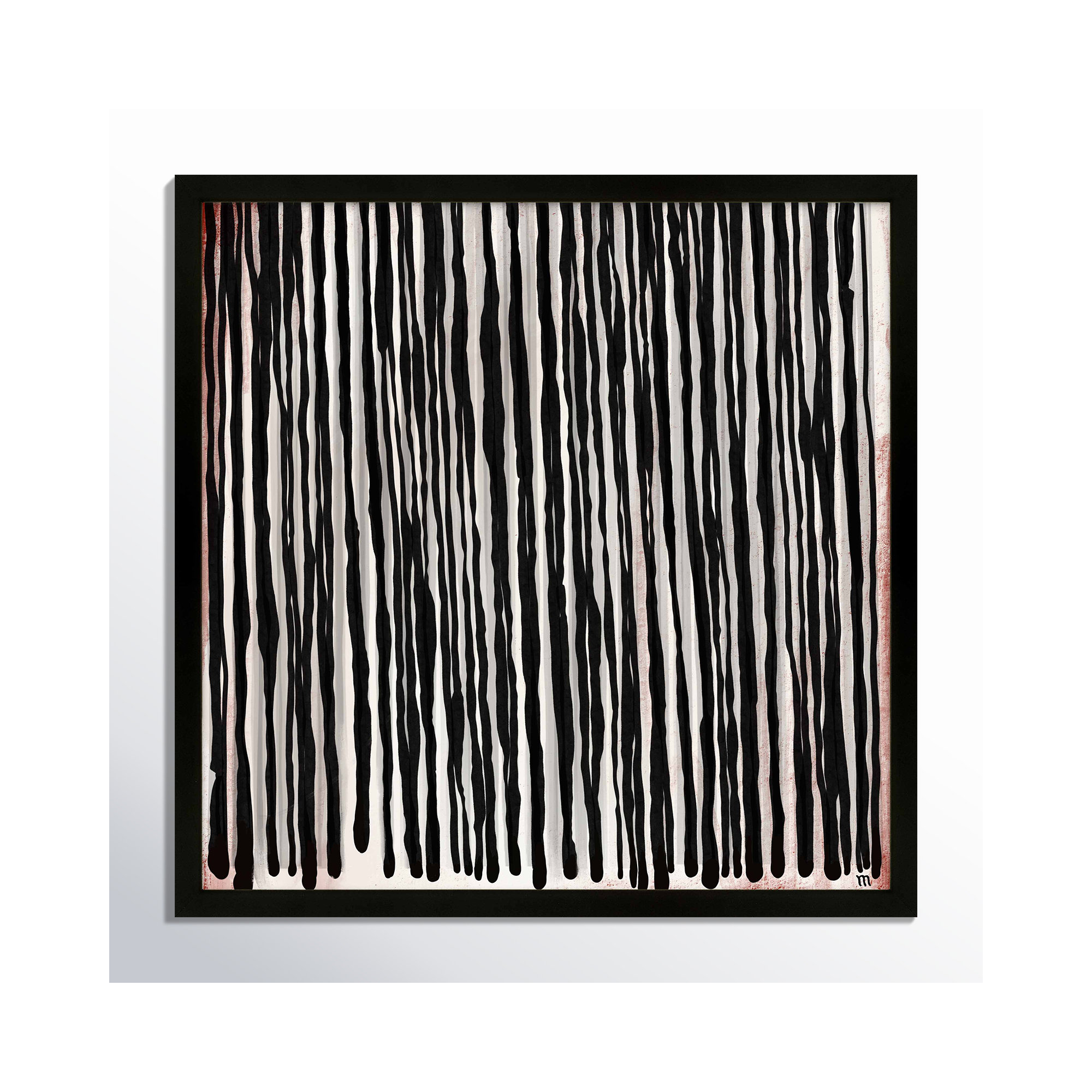Black Waterfall by Marco Marella For Studio M, 16" H x 16" W, Black Paper Framed