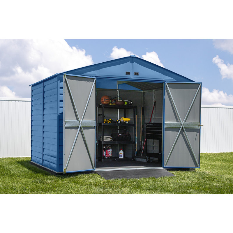 Select Steel Storage Shed Steel Storage Shed, 10X12, Blue Grey, Blue/Gray, 10 ft. W x 12 ft. D