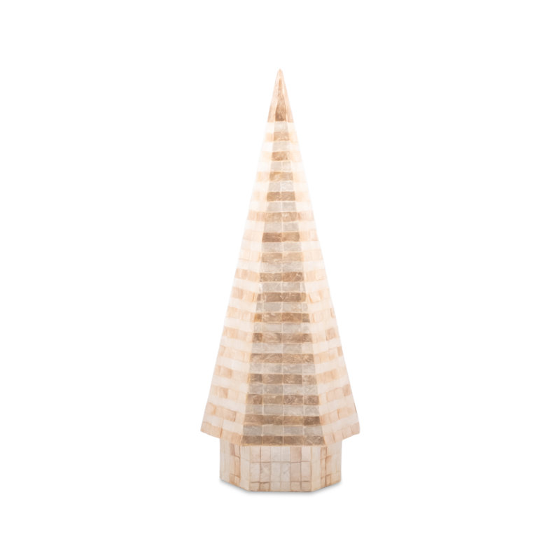 Mocha Check Capiz Tree, 21.25" H x 8.5" W x 8.5" D