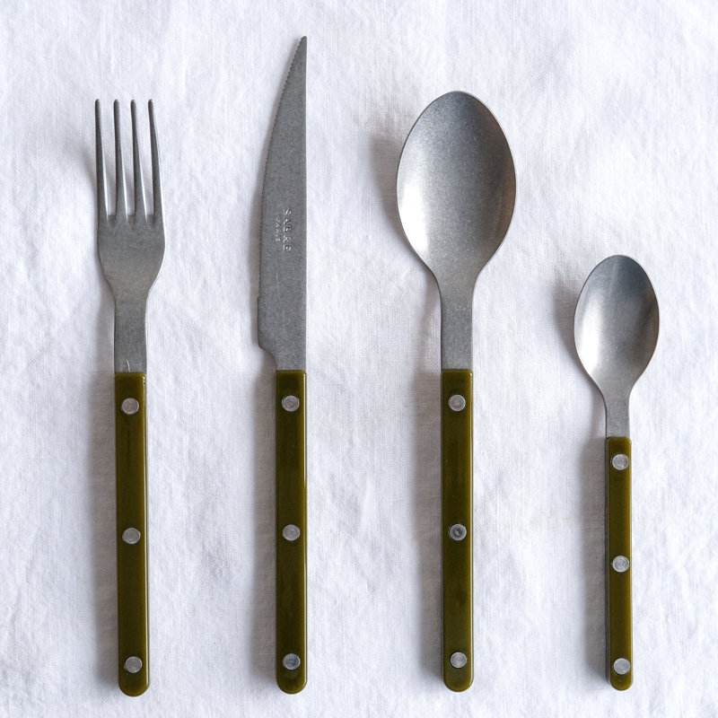 Bistrot 20 - Piece Stainless Steel Flatware Set - Service for 4, Green Fern