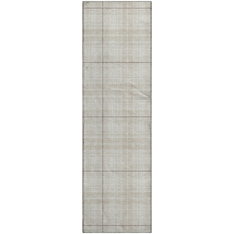 Premium Machine Washable Lyndhurst AMF993 Plaid Rug, Runner 2'3" x 7'6"