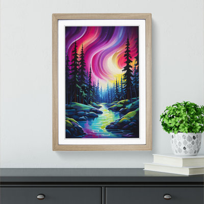 Northern Lights Expressionism No.2 - Single Picture Frame Print on Wood