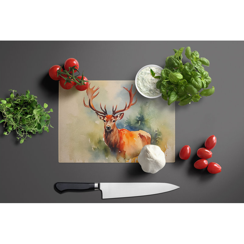 Deer Stag Glass Cutting Board Large