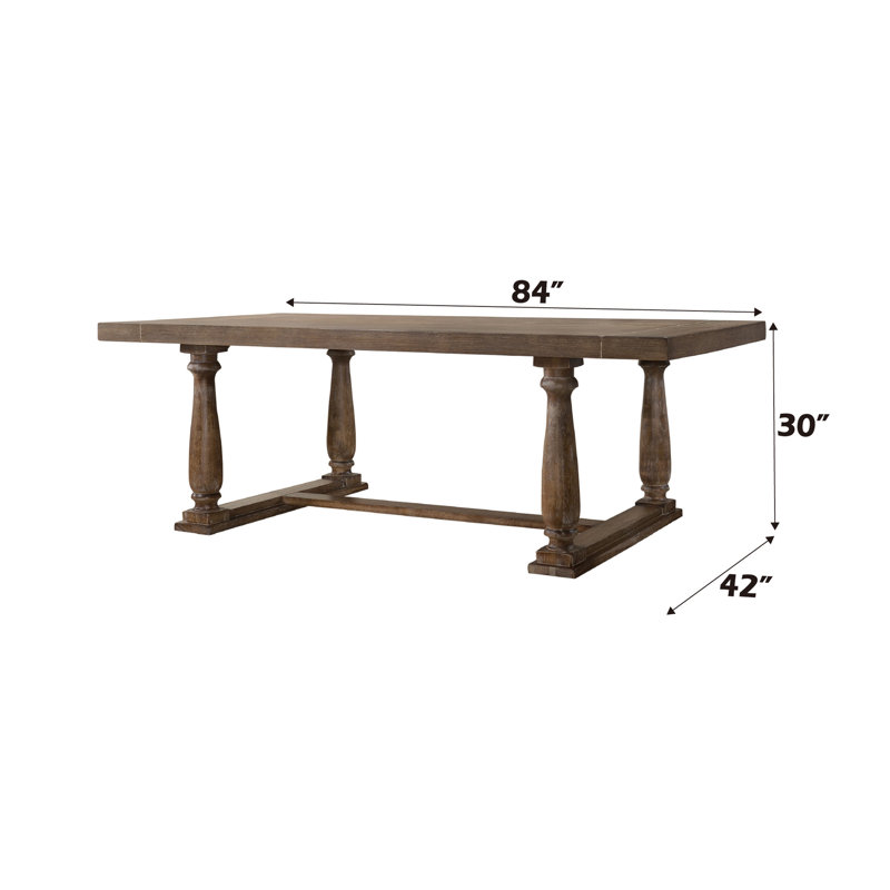 Charming Rustic Dining Table With Sturdy Construction And Classic Design, Oak