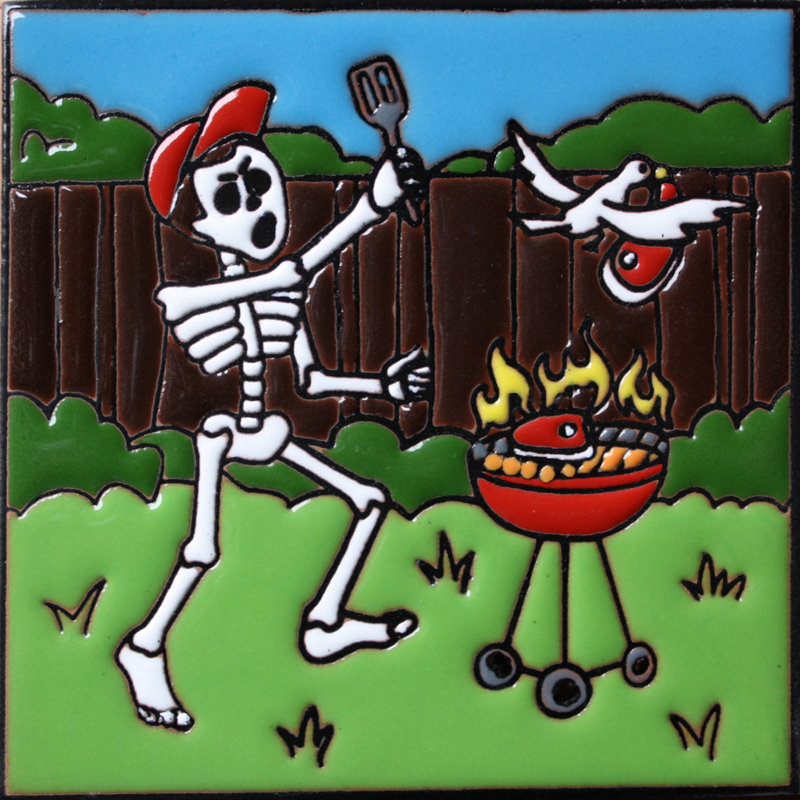 TalaMex BBQ Time. Carreau d'argile Day-Of-The-Dead