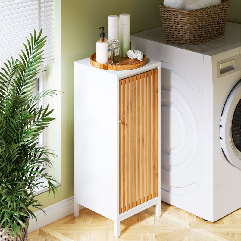 Armoire de salon avec porte à lattes en bambou