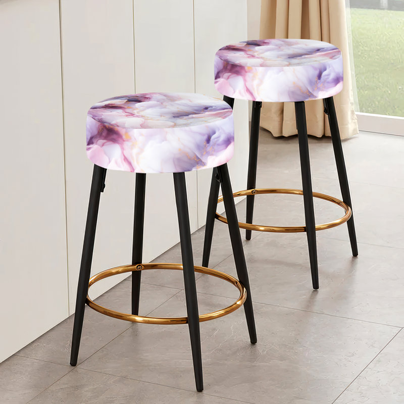 Ensemble de 2 tabourets de bar en marbre mauve clair Enchanted