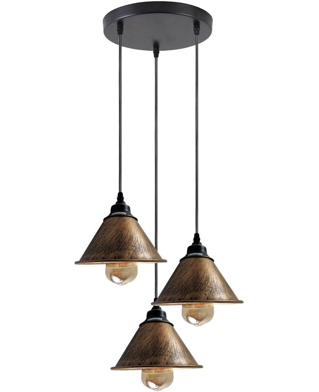 3 - Light Brushed Copper Cone Pendant, Yes