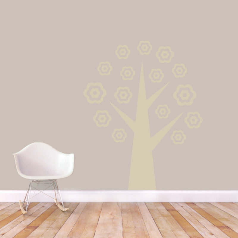Décalcomanie murale arbre fleur, Beige