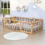 Lit plateforme en bois Hajer avec clôture et porte-657190987-657190991