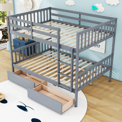 Two Drawers Rubber Wood Bunk Bed