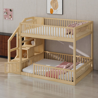 Sturdy Floor Bunk Bed,  Storage Staircase Included