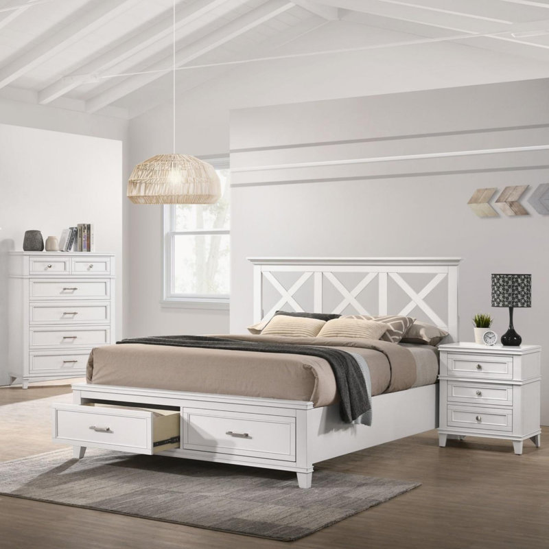 Minimalist Bed Frame, White, King