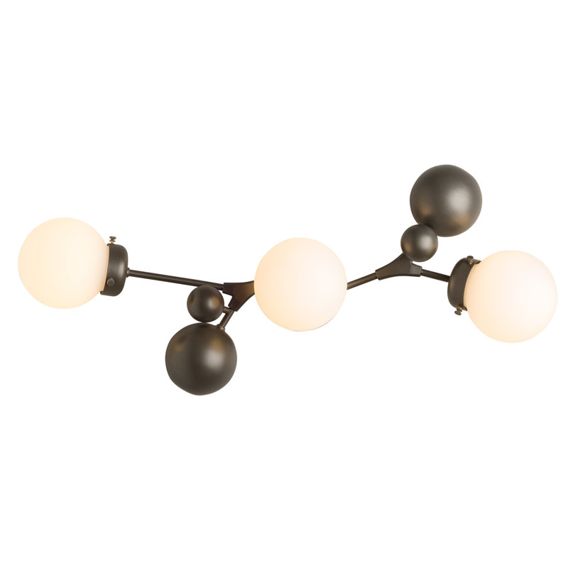Sprig 3 Light Dimmable Flush Mount, Dark Smoke, Opal Glass