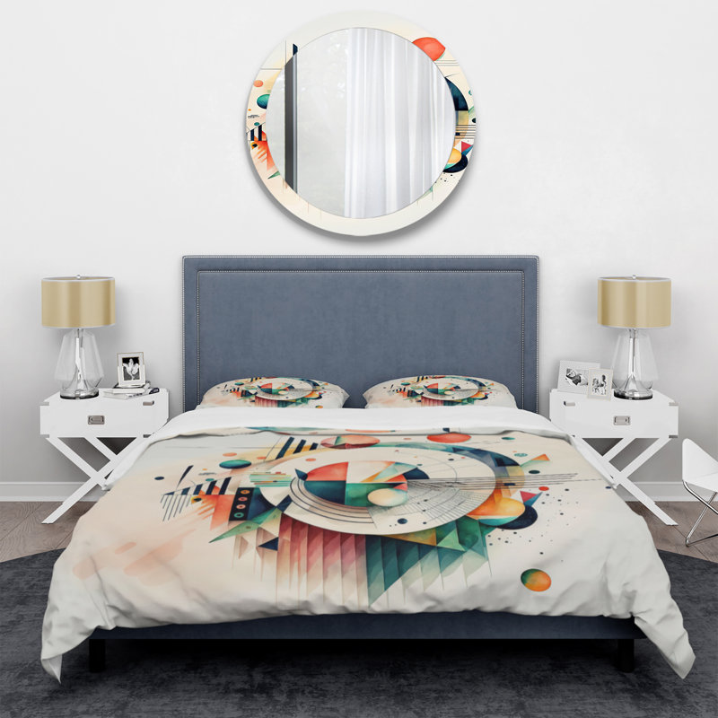 Ensemble de housse de couette en microfibre / polyester multicolore Art géométrique