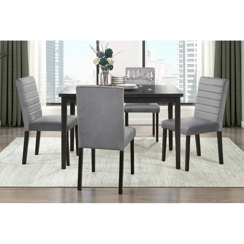 Ensemble de chaises d'appoint rembourrées en velours gris 2 pièces