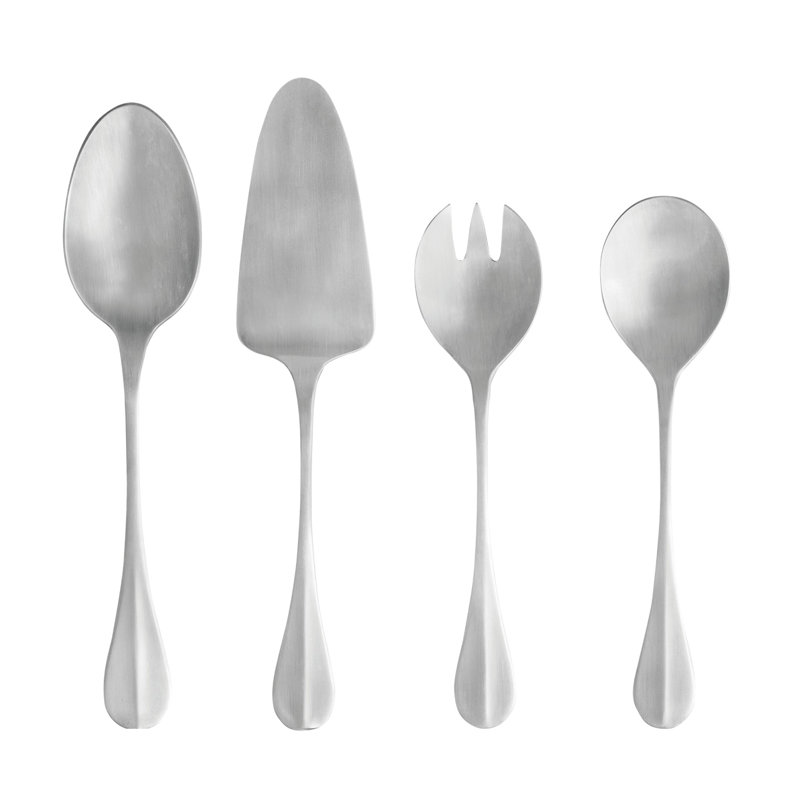 Nau 4 Piece Stainless Steel Hostess Set, Brushed Stainless Steel