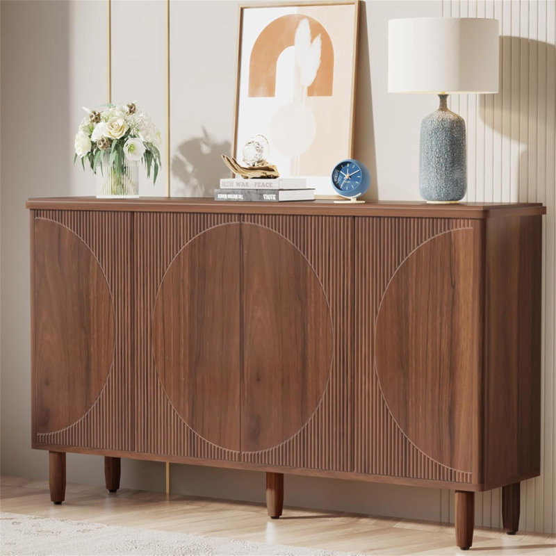 Buffet 59,74 "moderne rustique brun avec rangement, Brun rustique