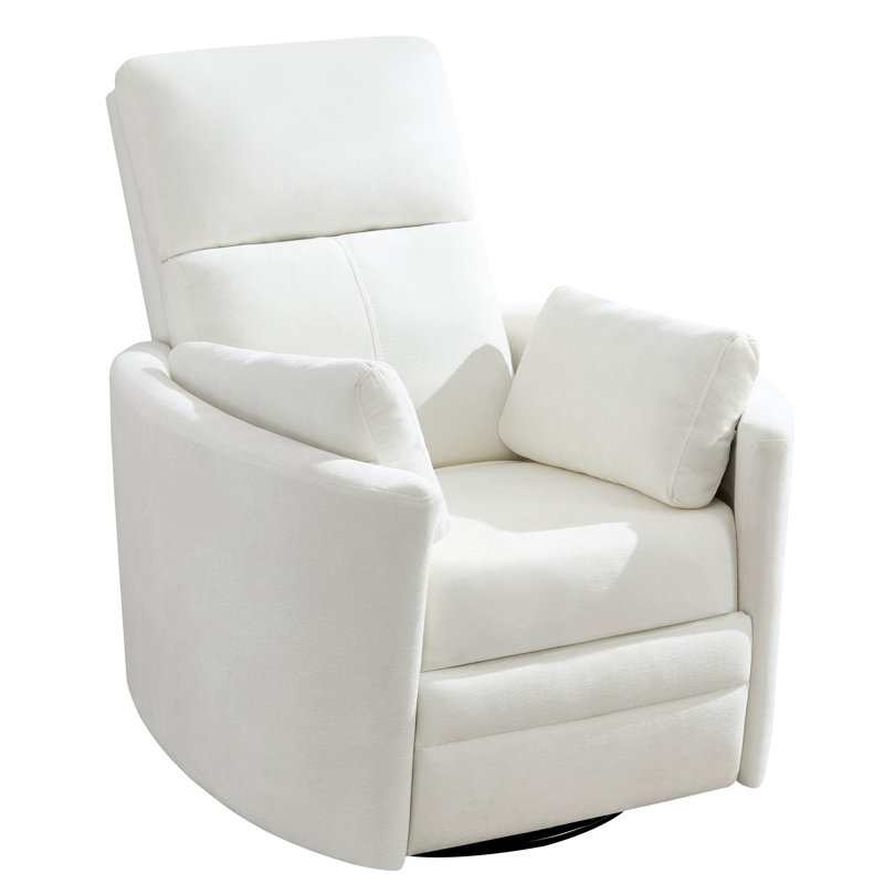 Luxurious Swivel Rocker Manual Recliner with Adjustable Pillows for Ultimate Comfort, Beige