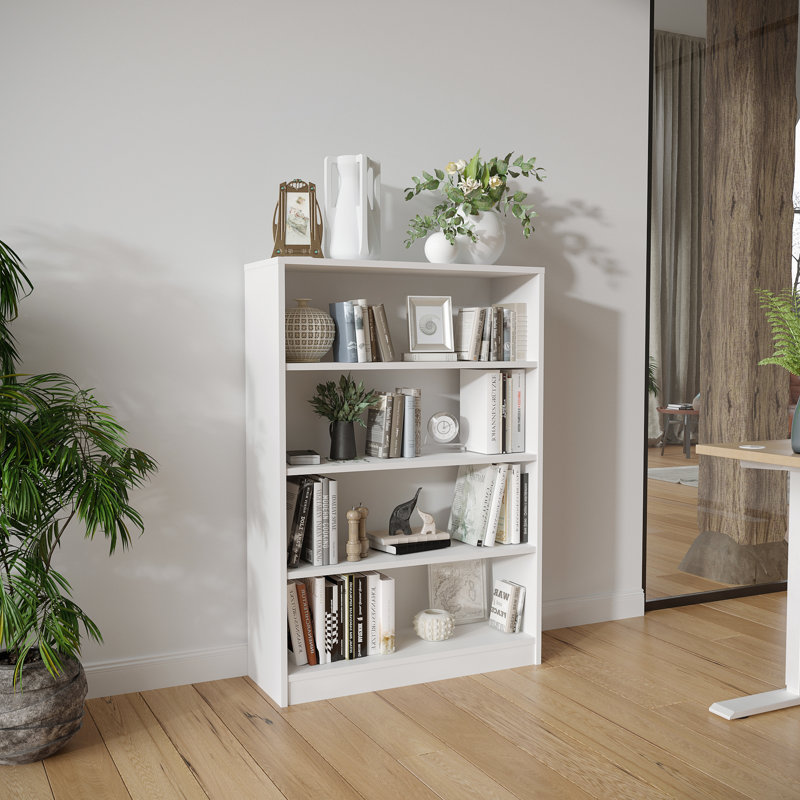 Latitude Run® Gibney Standard Bookcase, (4 Shelves) 48.03” H x 33.07” W x 11.61”D, Moon White