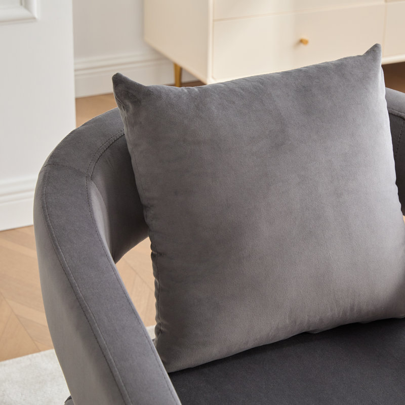 Fauteuil demi-tonneau en velours, Gris