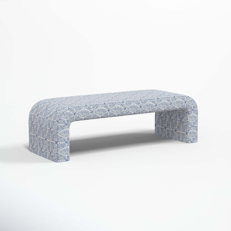 Barley Upholstered Bench, Painted Diamond Dusty Blue