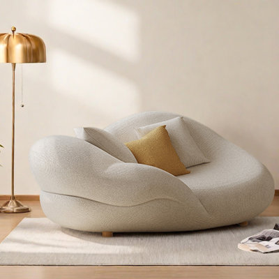 Chaise longue en bois massif et lin de luxe