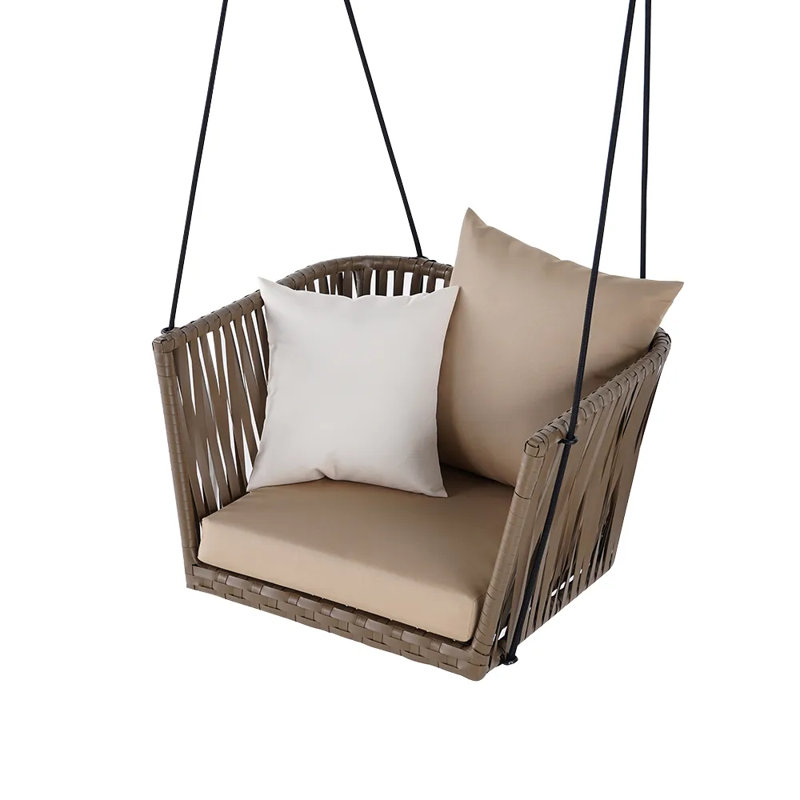 Balancelle en rotin avec coussin kaki