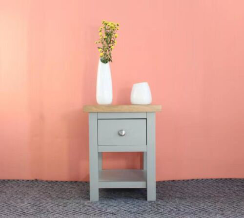 Zeb 36cm W Solid Wood Bedside Table, Light Grey