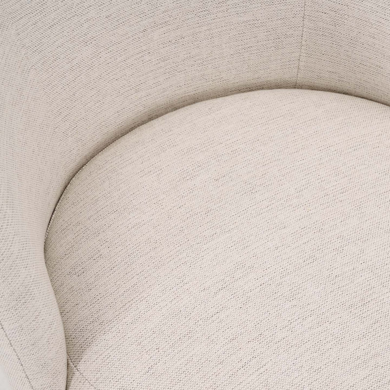 Upholstered Swivel Barrel Chair, Almond Beige Linen