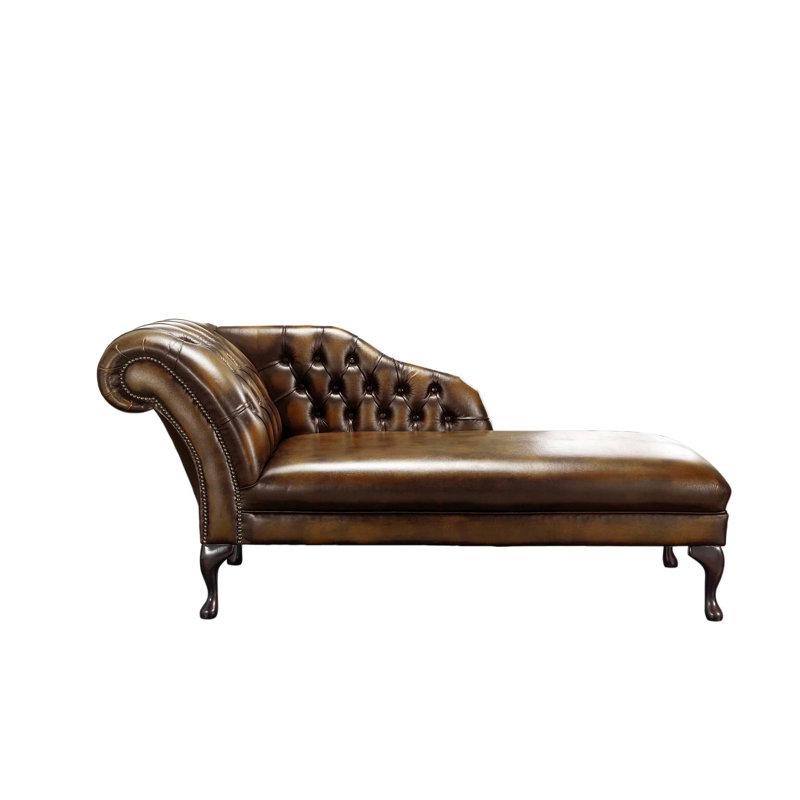 Upholstered Chaise Lounge, Left-Arm Chaise, Antique Tan