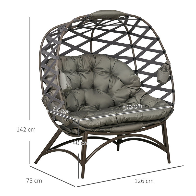 Trapeza Double Egg Chair with Stand, Brown