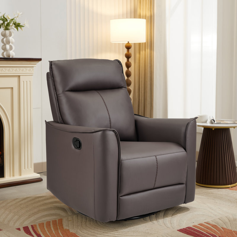 Fauteuil inclinable oscillant l 31,5 po Tayani, Cuir végétalien brun chocolat
