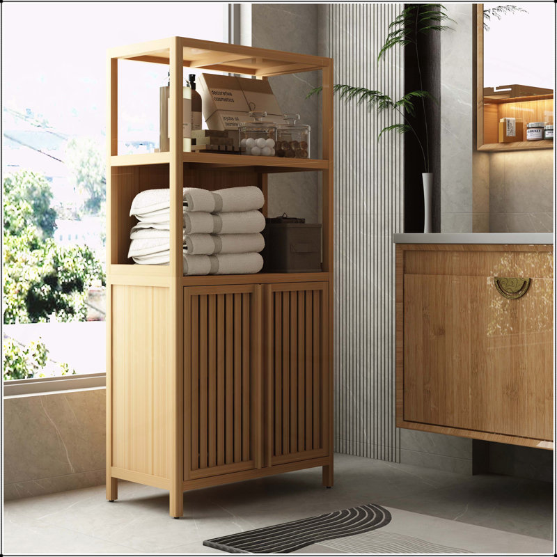 Versatile Bamboo Storage Cabinet for Various Rooms, Enhancing Organization