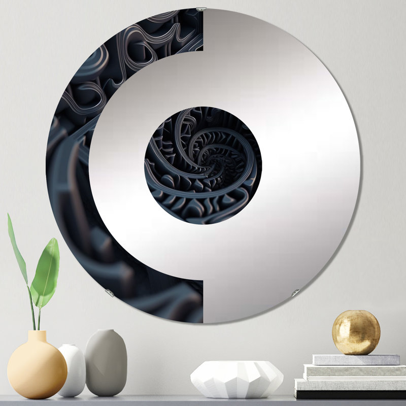 Miroir mural traversant un trou de lapin - Labyrinthe bleu, 23,6 po x 23,6 po