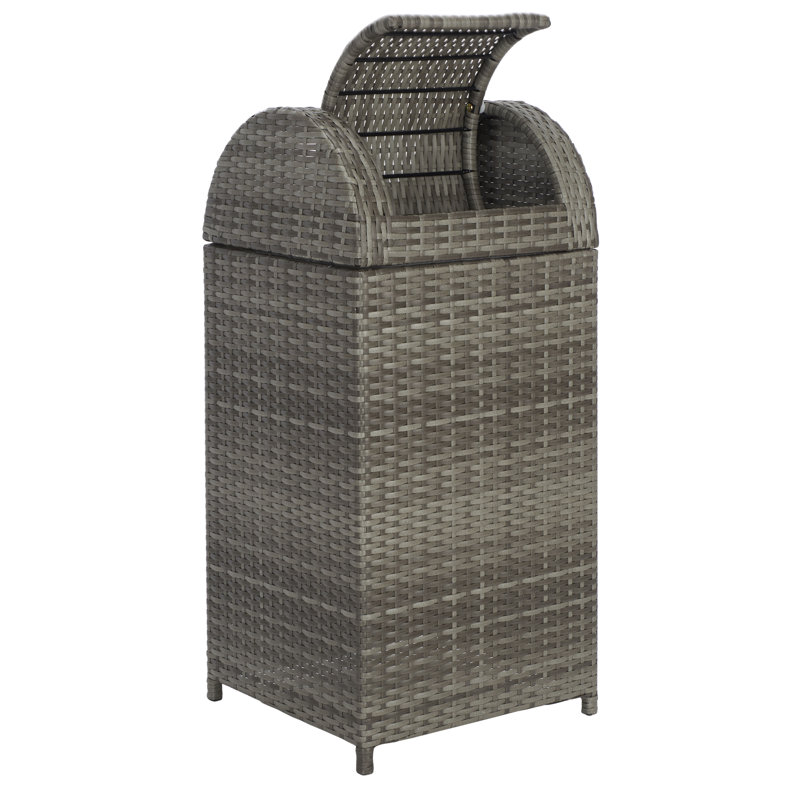 Toby Wicker Swing Top Outdoor Trash/Recycling Bins - 25 Gallons, Grey