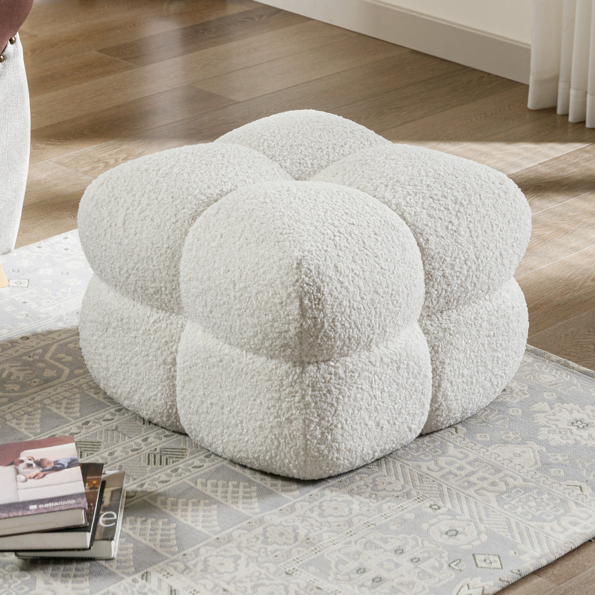 Sherpa pouf ottoman sales