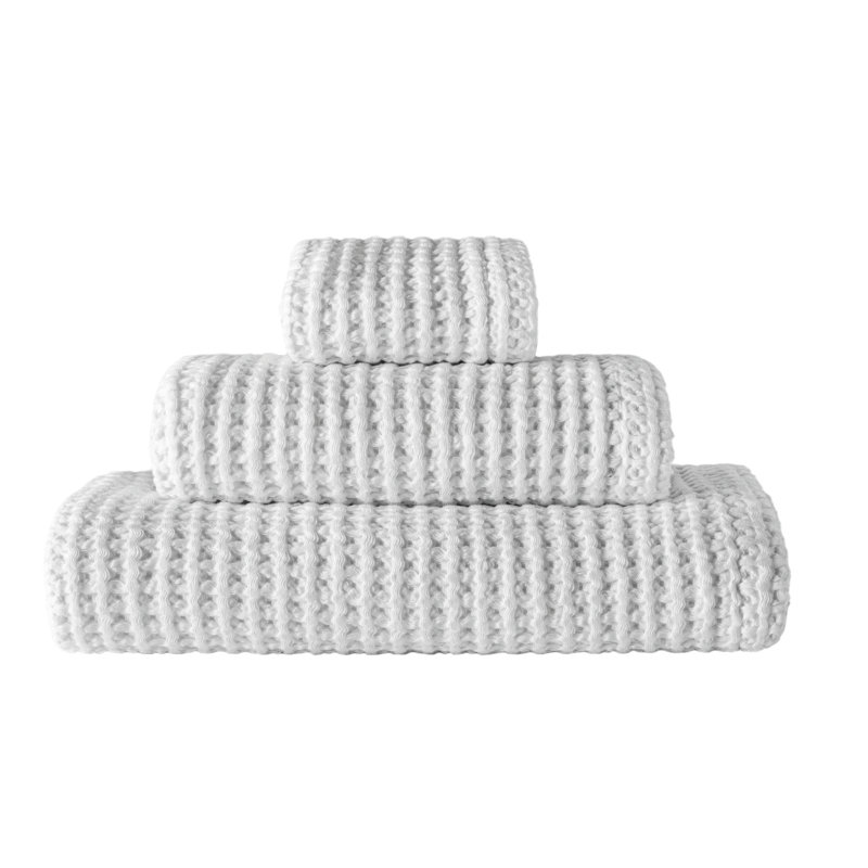 Aura Waffle Bath Towel, White