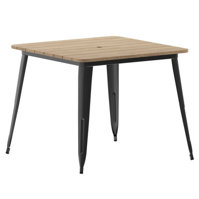 Harewood Square Commercial Indoor/Outdoor Poly Resin Restaurant Table with Steel Frame