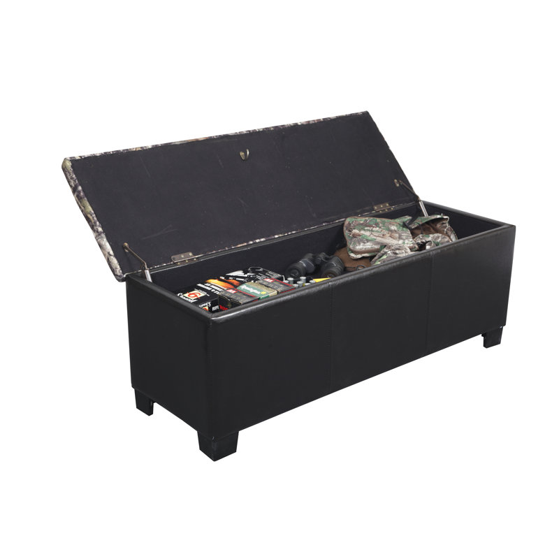 Gun Concealment Polyester Blend Upholstered Storage Bench