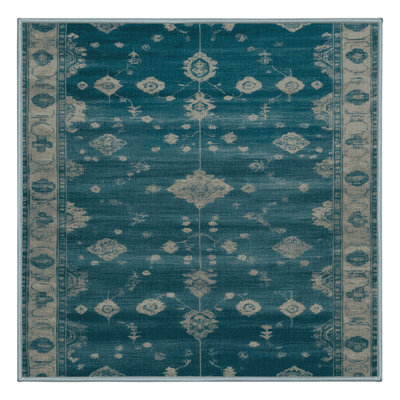 Machine Washable Overdyed Blue Area Rug