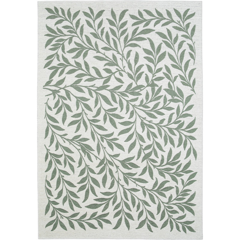 Rectangle Floral Area Rug, Cream/Green, Rectangle 200 x 290 cm