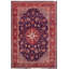 Tapis de couloir rétro en laine noué à la main bleu antique 6 pi 4 po x 12 pi 1 po Kashan Reid