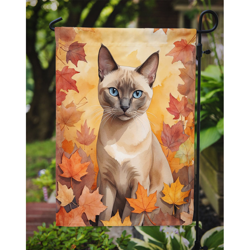 Chat en feuilles d'automne drapeau de jardin, Tonkinois
